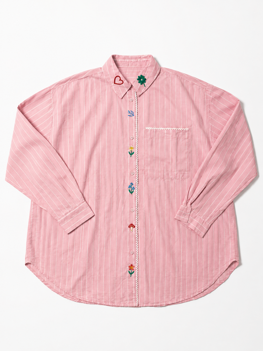 MOYN TEMPO PINK EMBROIDERED SHIRT