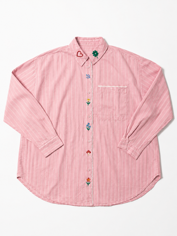 MOYN TEMPO PINK EMBROIDERED SHIRT