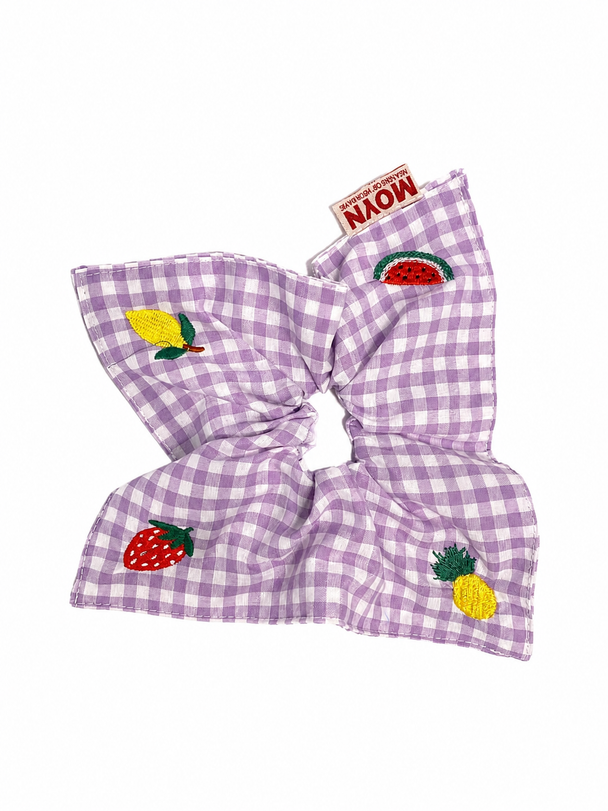 MOYN THE GINGHAM & FRUIT STITCH CORNERS SCRUNCHIE COLLECTION -  LILAC