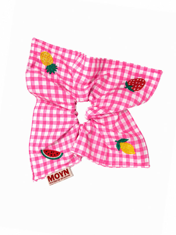 MOYN THE GINGHAM & FRUIT STITCH CORNERS SCRUNCHIE COLLECTION -  ORANGE