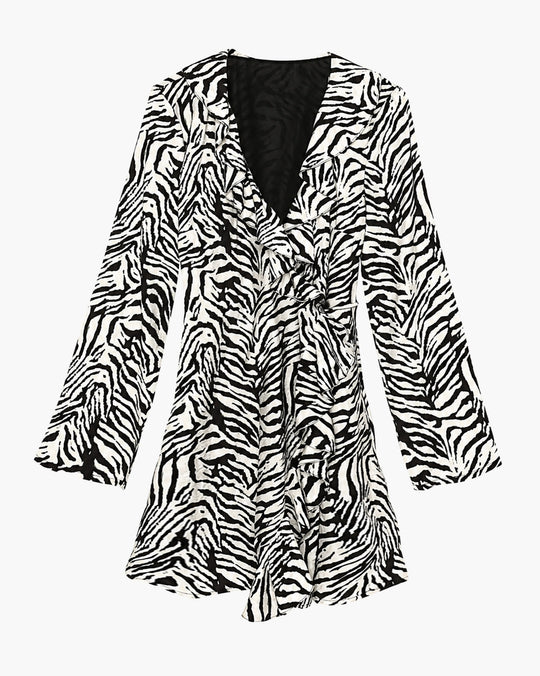 MOYN ZEBRA RUFFLE MINI DRESS