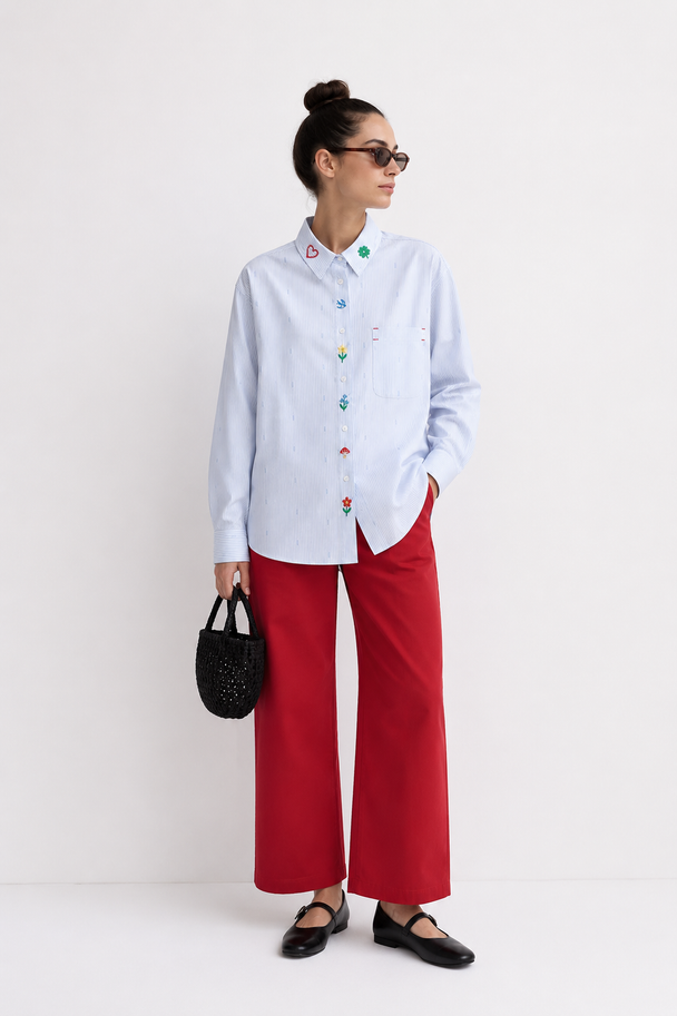 MOYN TEMPO BLUE EMBROIDERED SHIRT