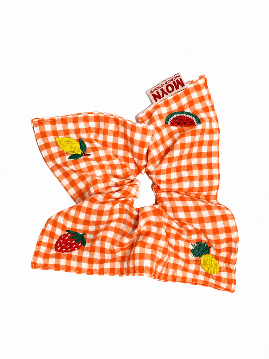 MOYN THE GINGHAM & FRUIT STITCH CORNERS SCRUNCHIE COLLECTION -  ORANGE