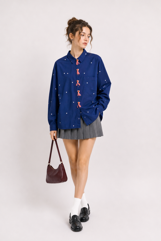 MOYN HEARTBEAT BLUE TASSEL SHIRT