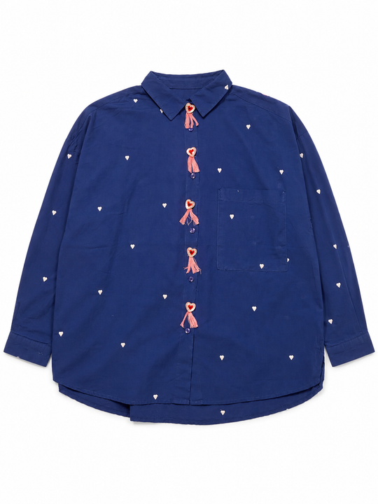 MOYN HEARTBEAT BLUE TASSEL SHIRT