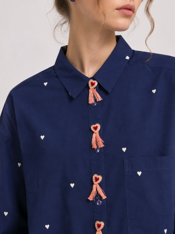 MOYN HEARTBEAT BLUE TASSEL SHIRT