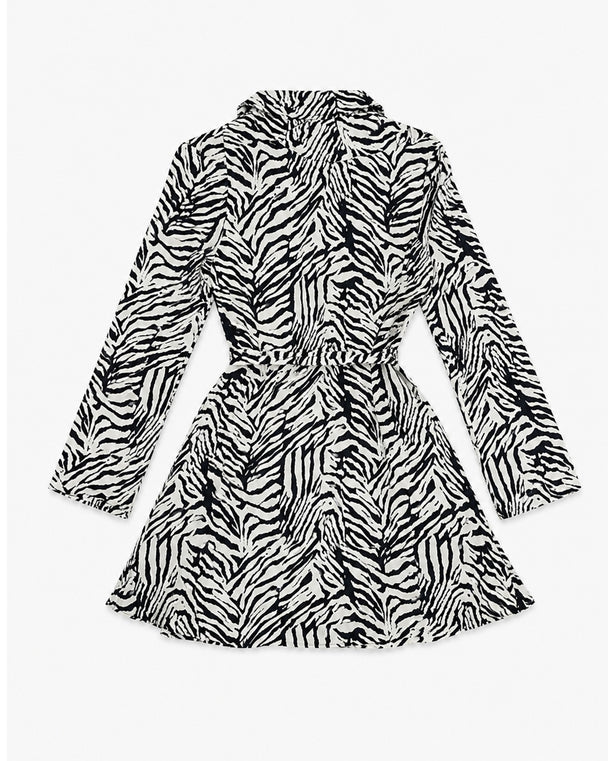 MOYN ZEBRA RUFFLE MINI DRESS