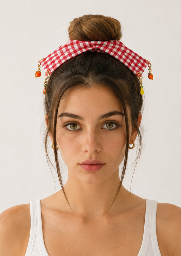 MOYN THE GINGHAM &  CHARM CORNERS SCRUNCHIE COLLECTION -RED