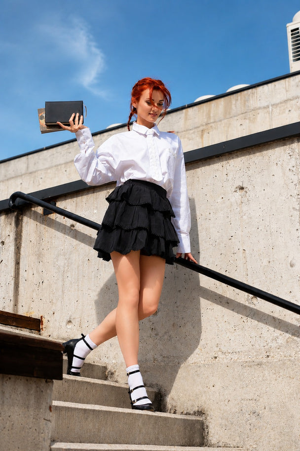 MOYN DAY-TO-NIGHT TIERED SKORT