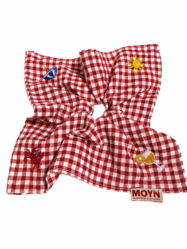 MOYN THE GINGHAM & BEACH STITCH CORNERS SCRUNCHIE COLLECTION - PINK