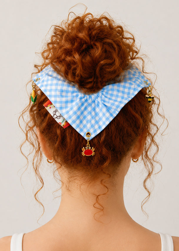 MOYN THE GINGHAM &  CHARM CORNERS SCRUNCHIE COLLECTION - BLUE
