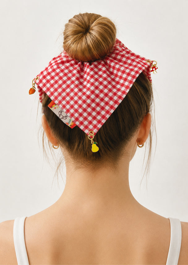 MOYN THE GINGHAM &  CHARM CORNERS SCRUNCHIE COLLECTION -RED