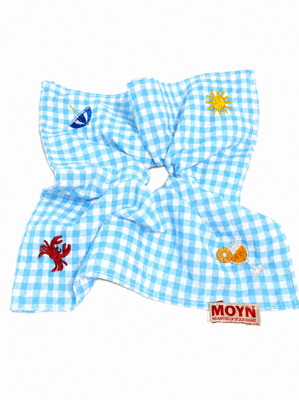 MOYN THE GINGHAM & BEACH STITCH CORNERS SCRUNCHIE COLLECTION - PINK