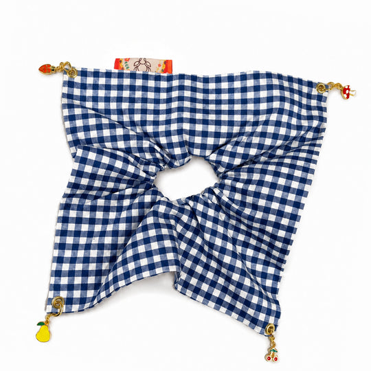 MOYN THE GINGHAM &  CHARM CORNERS SCRUNCHIE COLLECTION -  NAVY BLUE