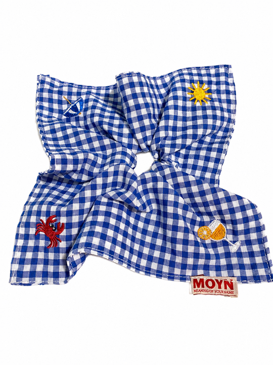 MOYN THE GINGHAM & BEACH STITCH CORNERS SCRUNCHIE COLLECTION - NAVY BLUE