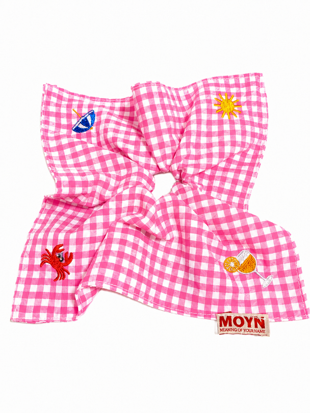 MOYN THE GINGHAM & BEACH STITCH CORNERS SCRUNCHIE COLLECTION - RED
