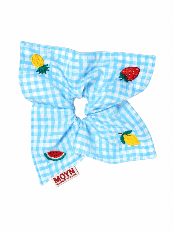 MOYN THE GINGHAM & FRUIT STITCH CORNERS SCRUNCHIE COLLECTION -  ORANGE