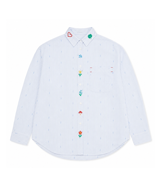 MOYN TEMPO BLUE EMBROIDERED SHIRT