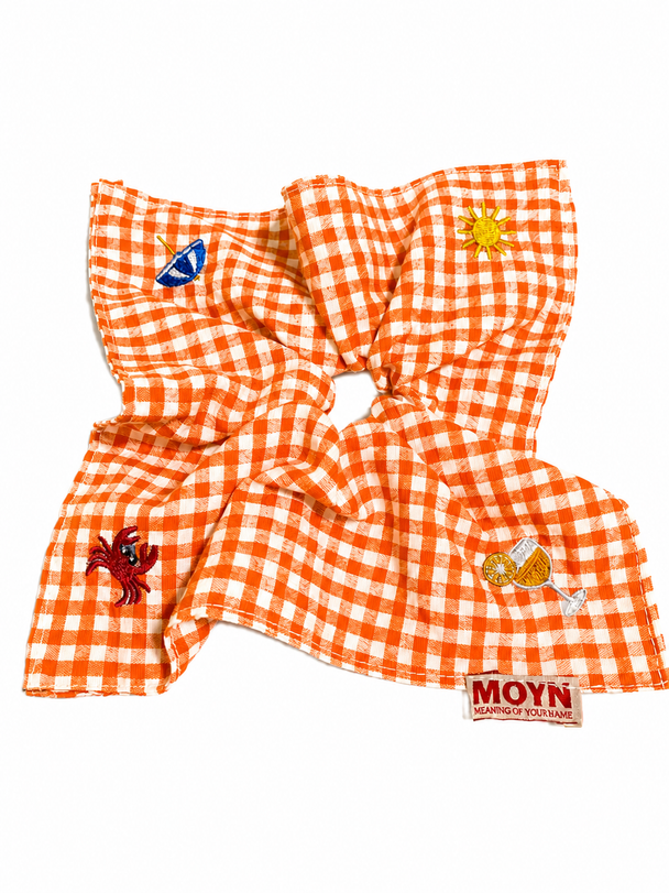 MOYN THE GINGHAM & BEACH STITCH CORNERS SCRUNCHIE COLLECTION - RED