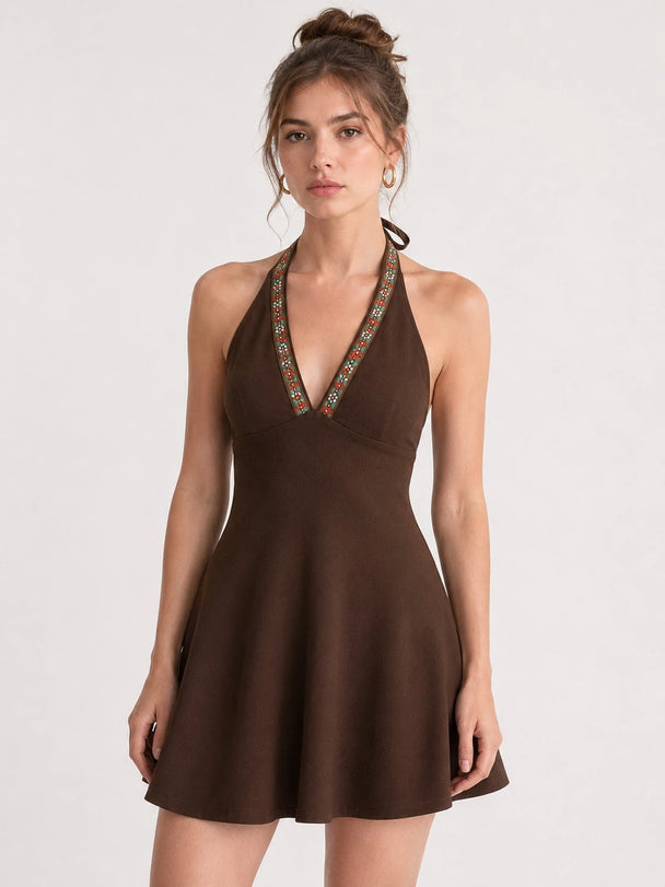 MOYN SERENE FLORAL HALTER DRESS