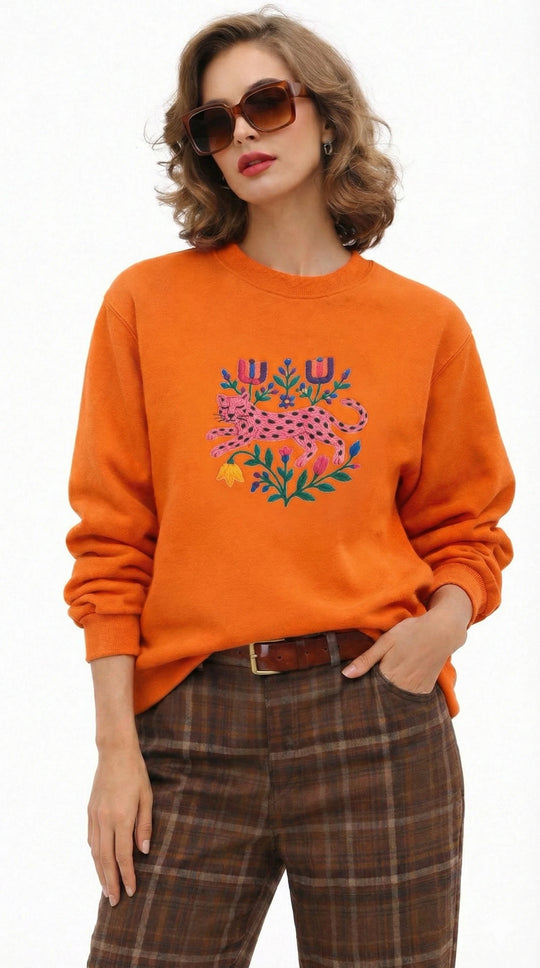 Moyn Leopard Vibes Turuncu Sweatshirt