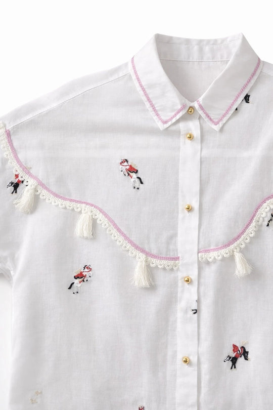 MOYN Rodeo Days Cowgirl Pink Tassel Shirt