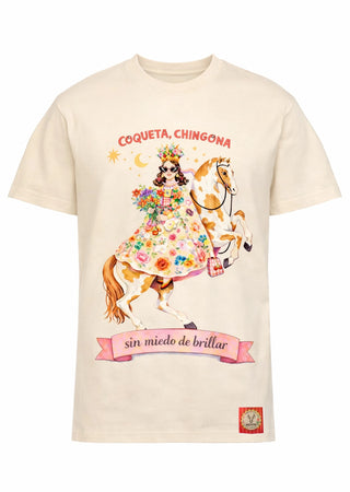 MOYN “Coqueta Chingona” Floral Dream Oversize Ekru Tişört
