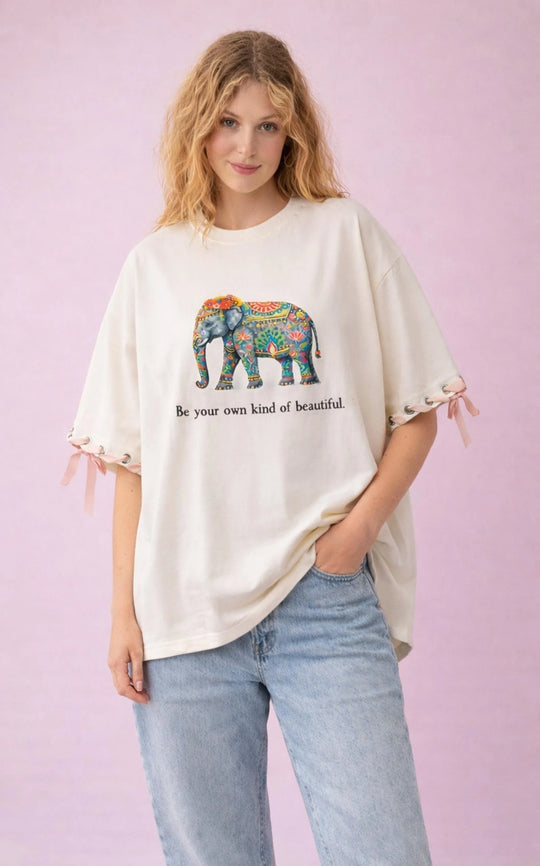 MOYN PINK RIBBON& ELEPHANT TEE