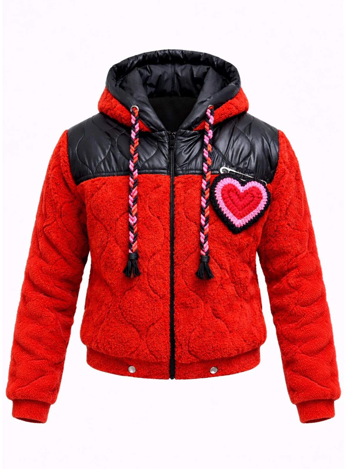 MOYN CROCHET HEART DETAIL PUFFER JACKET