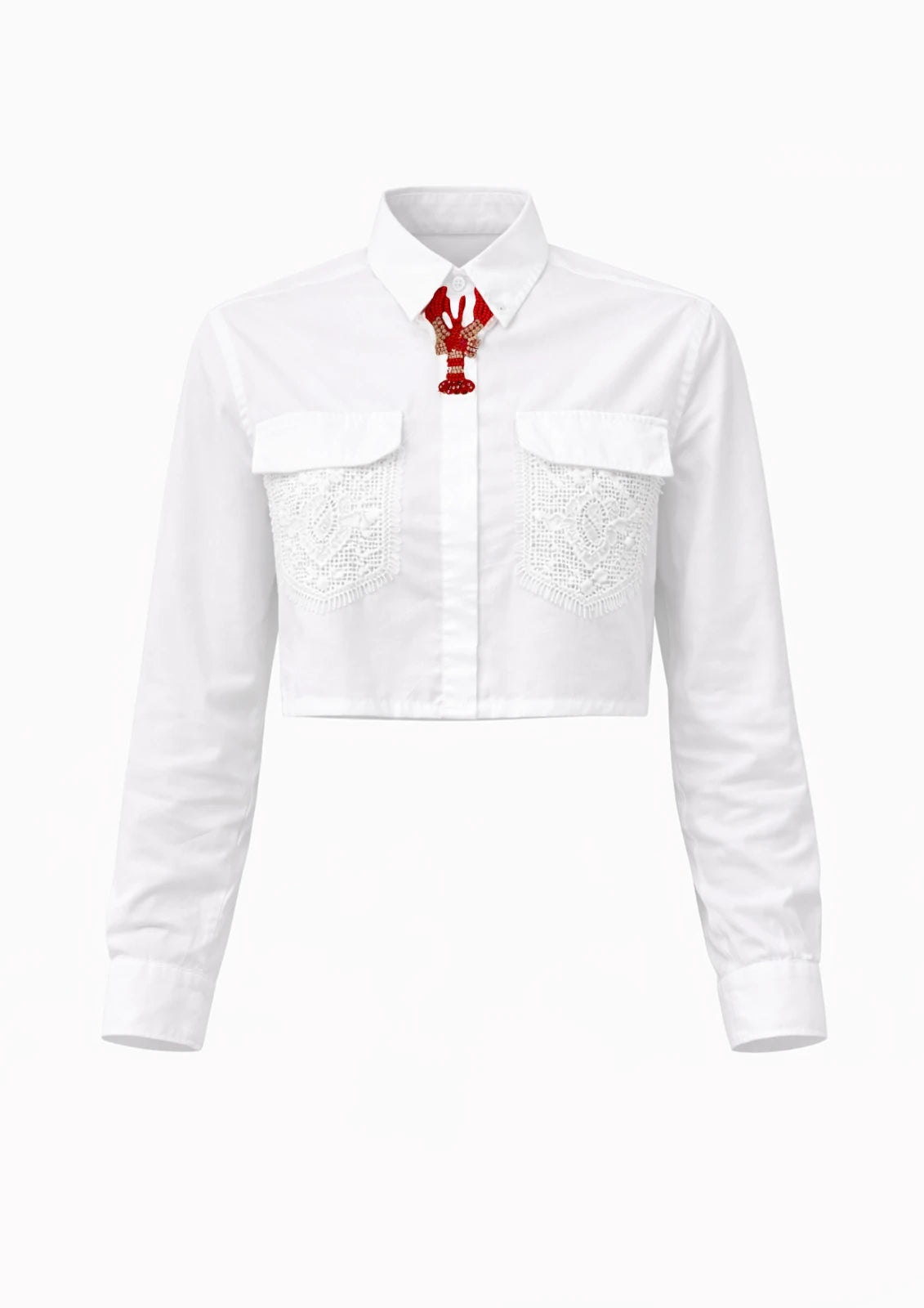MOYN LACE & LOBSTER PATCH SHIRT