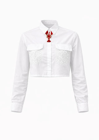 MOYN LACE & LOBSTER PATCH SHIRT