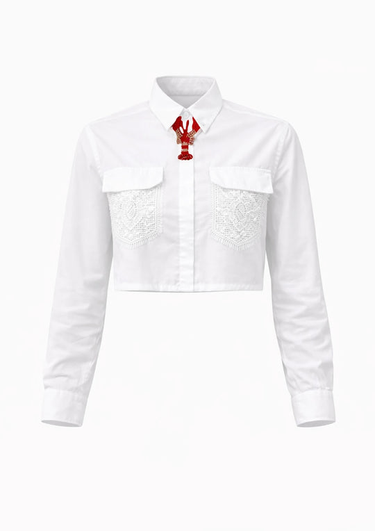 MOYN LACE & LOBSTER PATCH SHIRT