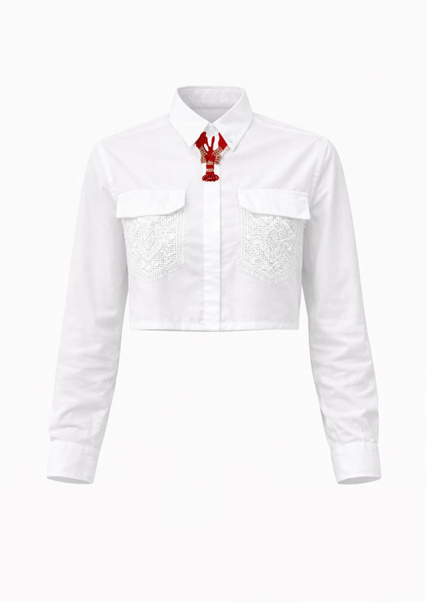 MOYN LACE & LOBSTER PATCH SHIRT