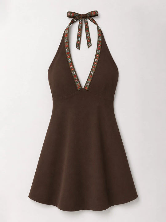 MOYN SERENE FLORAL HALTER DRESS