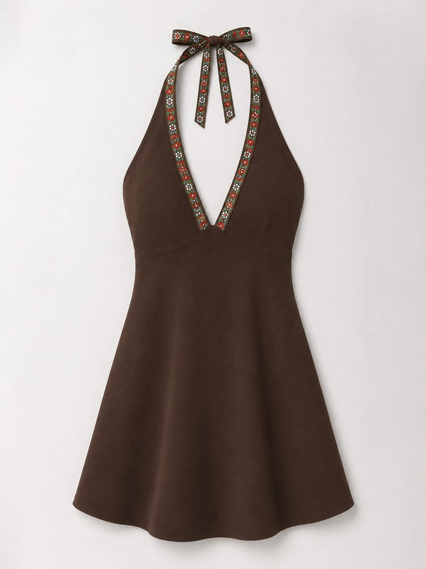 MOYN SERENE FLORAL HALTER DRESS