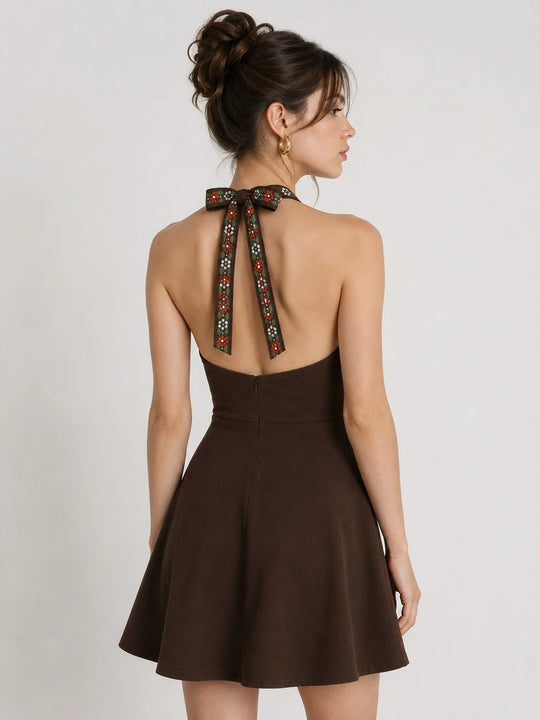 MOYN SERENE FLORAL HALTER DRESS