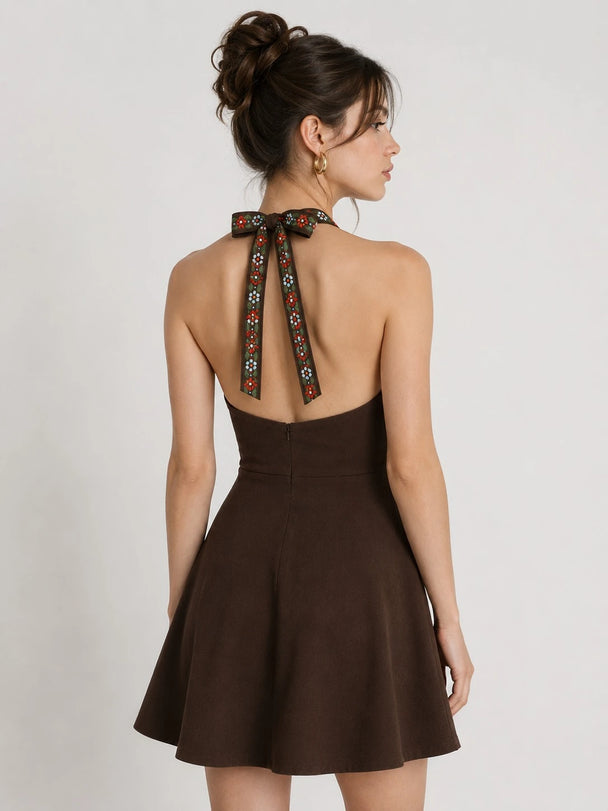 MOYN SERENE FLORAL HALTER DRESS