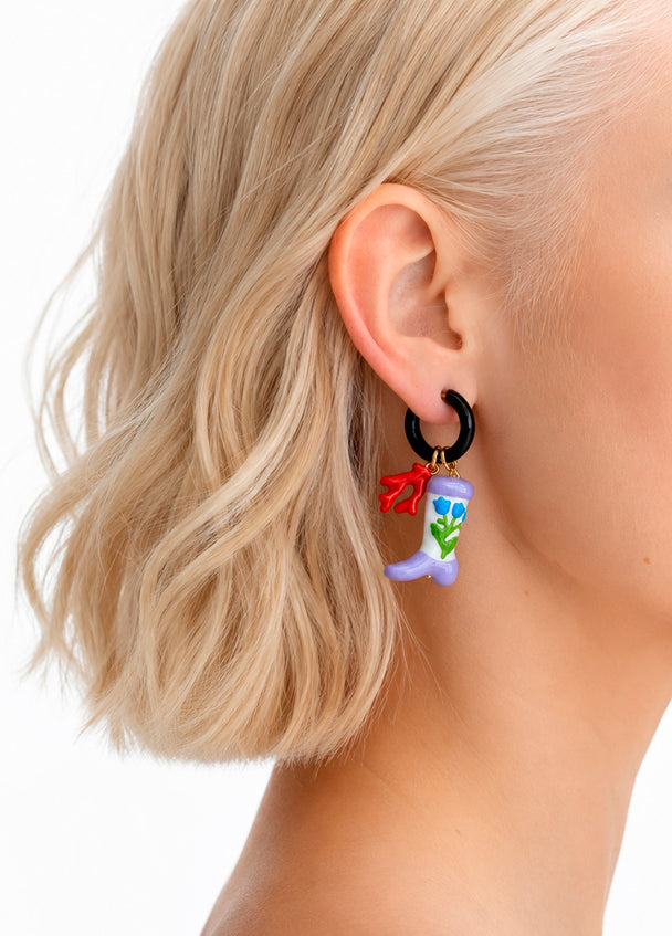 MOYN CORAL BOOT CHARM EARRINGS