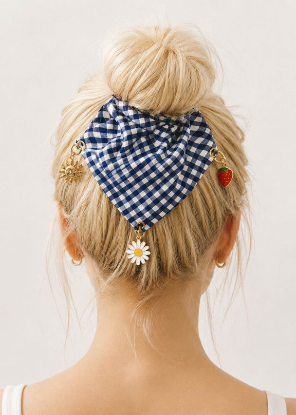 MOYN THE GINGHAM &  CHARM CORNERS SCRUNCHIE COLLECTION -  NAVY BLUE