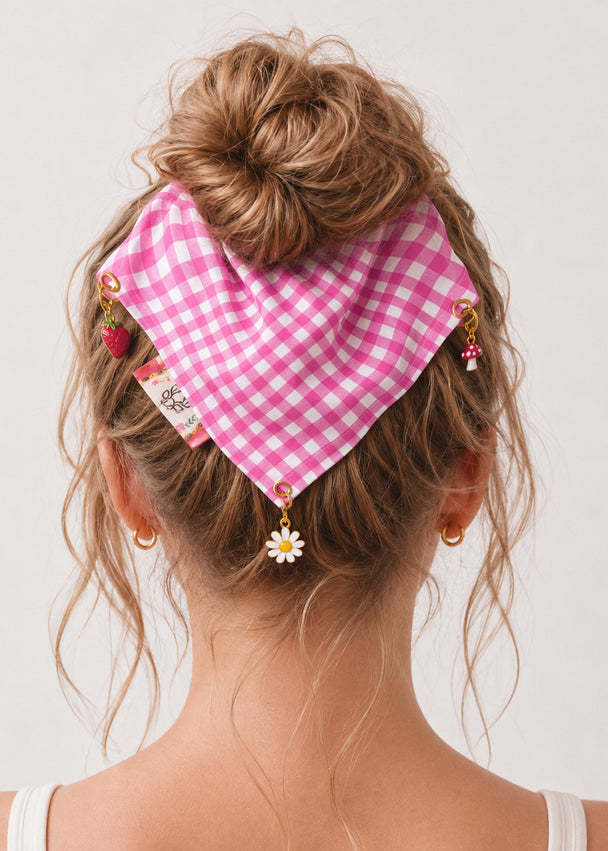 MOYN THE GINGHAM &  CHARM CORNERS SCRUNCHIE COLLECTION - PINK