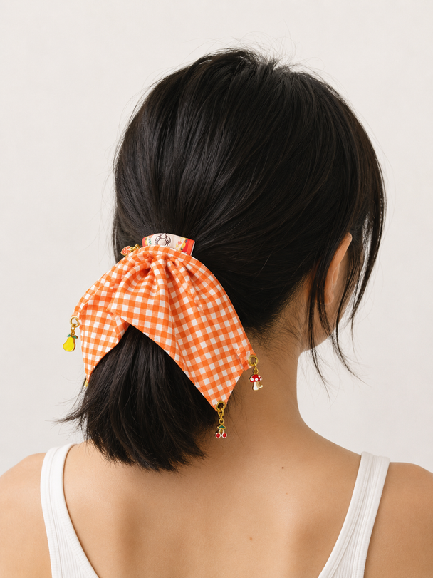 MOYN THE GINGHAM &  CHARM CORNERS SCRUNCHIE COLLECTION -  ORANGE