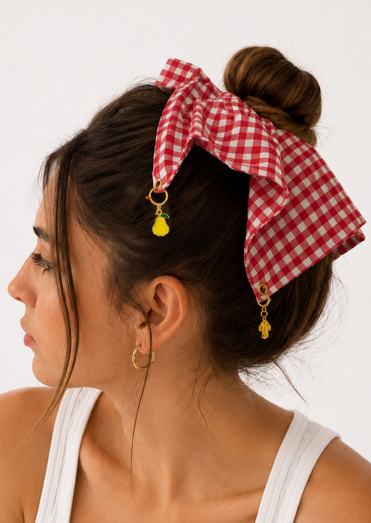MOYN THE GINGHAM &  CHARM CORNERS SCRUNCHIE COLLECTION -RED